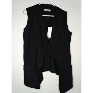 Untaggable Women's Sz M Black Open Front Vest Front Pocket Lace Up Back